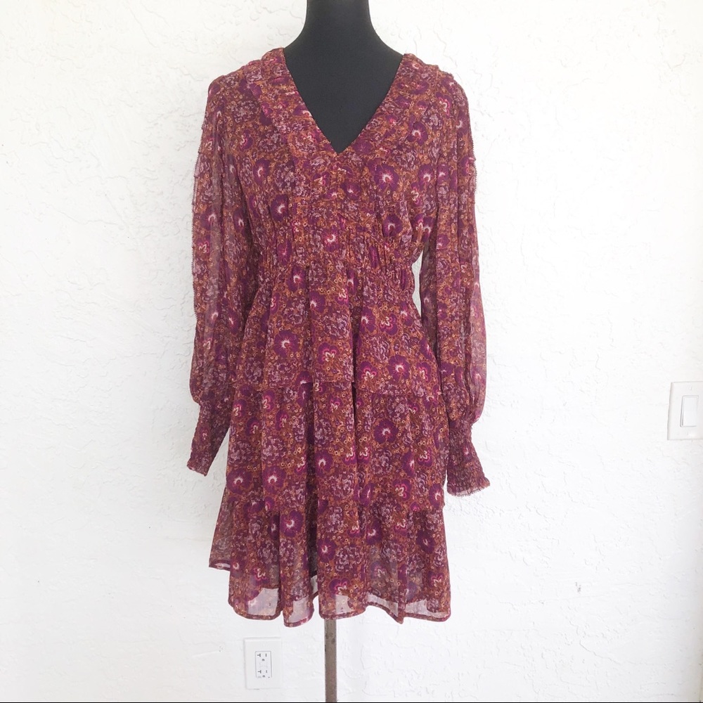 House of Harlow 1960 x Revolve Metallic Long Sleeve Boho Peasant Dress 6